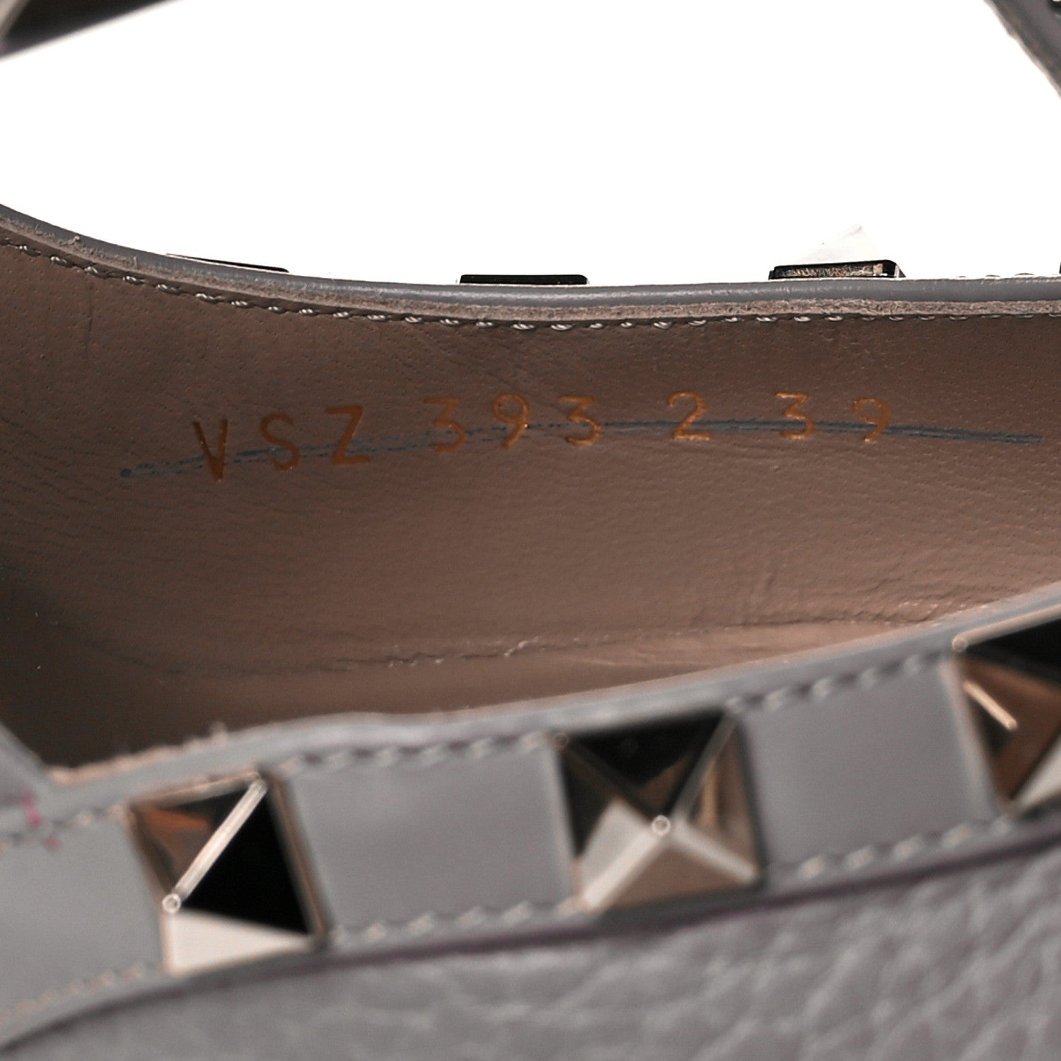 Valentino Garavani Pebbled Calfskin Rockstud Ankle Strap Pumps 39 Poudre 8 of 9