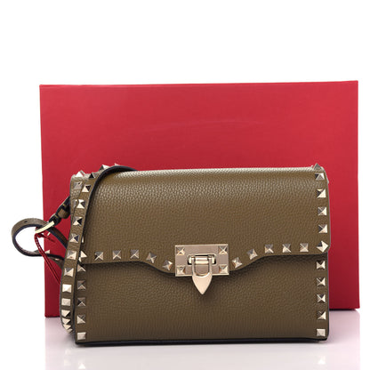 Valentino Garavani Pebbled Calfskin Medium Rockstud Flip Lock Crossbody Bag Lichen 10 of 11