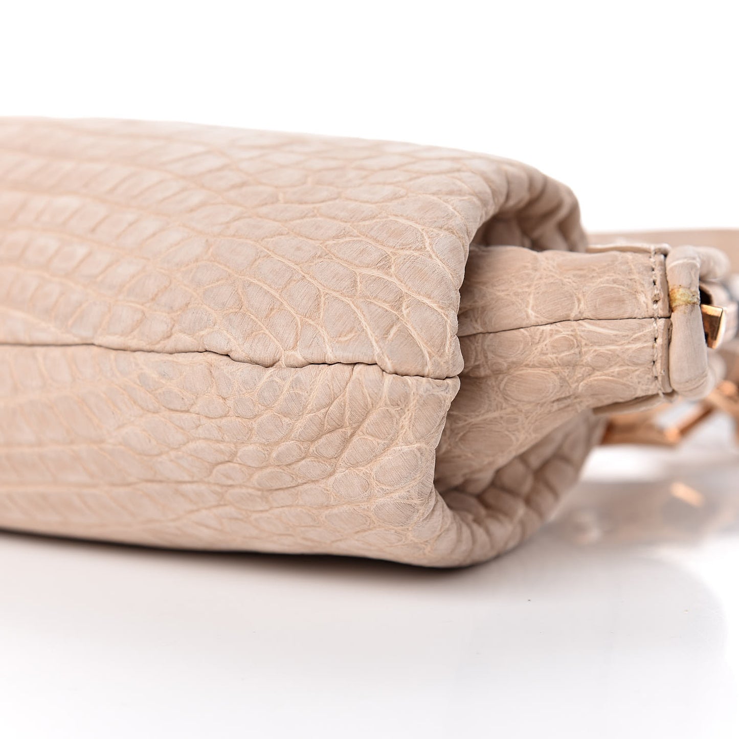 Nubuck Alligator Small Wilburg Clutch Natural Nude