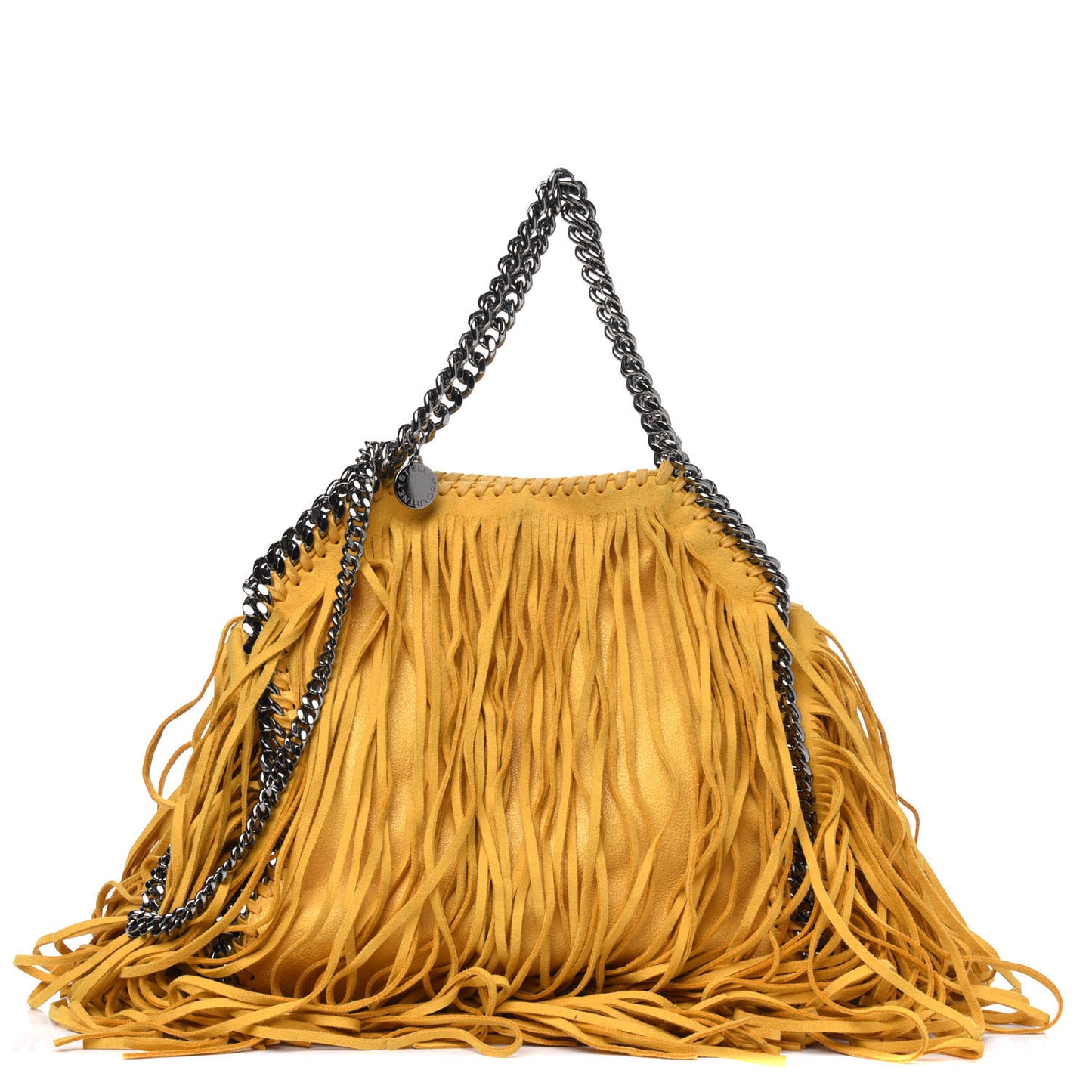 Shaggy Deer Fringe Mini Falabella Tote Yellow