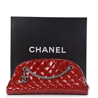 Chanel Patent Quilted Medium Just Mademoiselle Bowling Bag Red 12 of 12