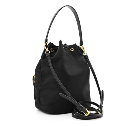 Prada Saffiano Tessuto Nylon Mini Bucket Crossbody Bag Black 3 of 12