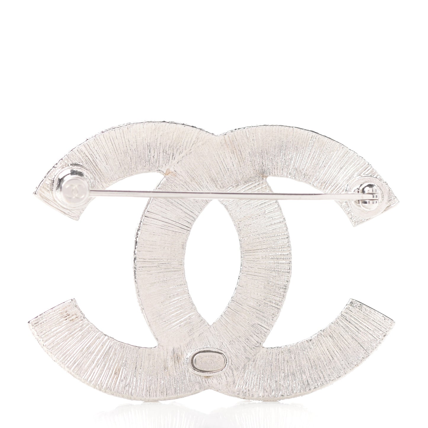 Baguette Crystal CC Brooch Silver