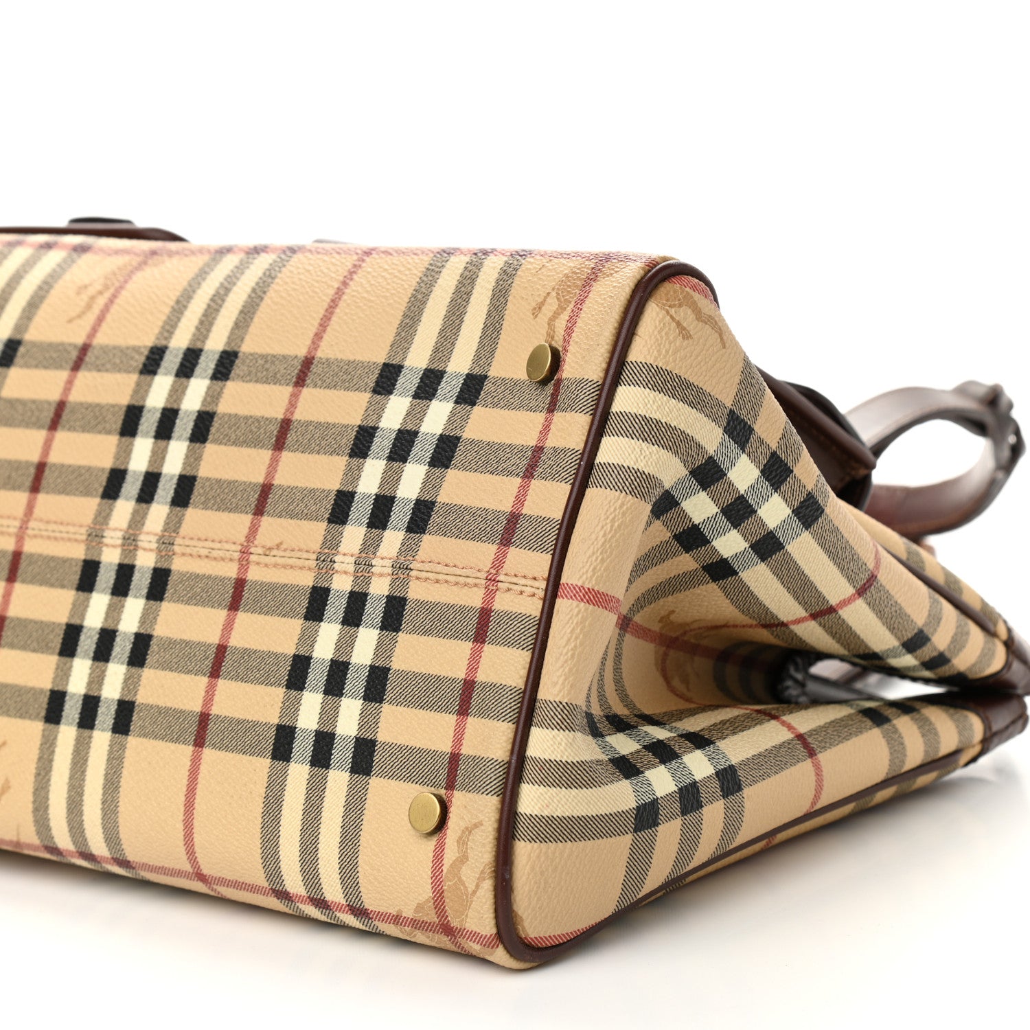 Burberry Haymarket Check Coated Canvas Pocket Tote Brown 9 of 11