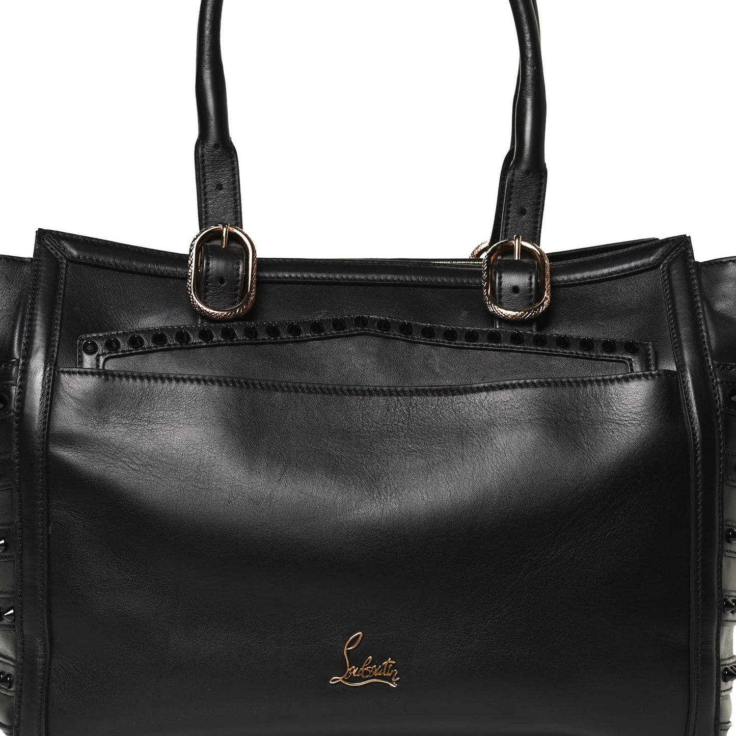 Calfskin Spikes Farida Bowler Bag Black