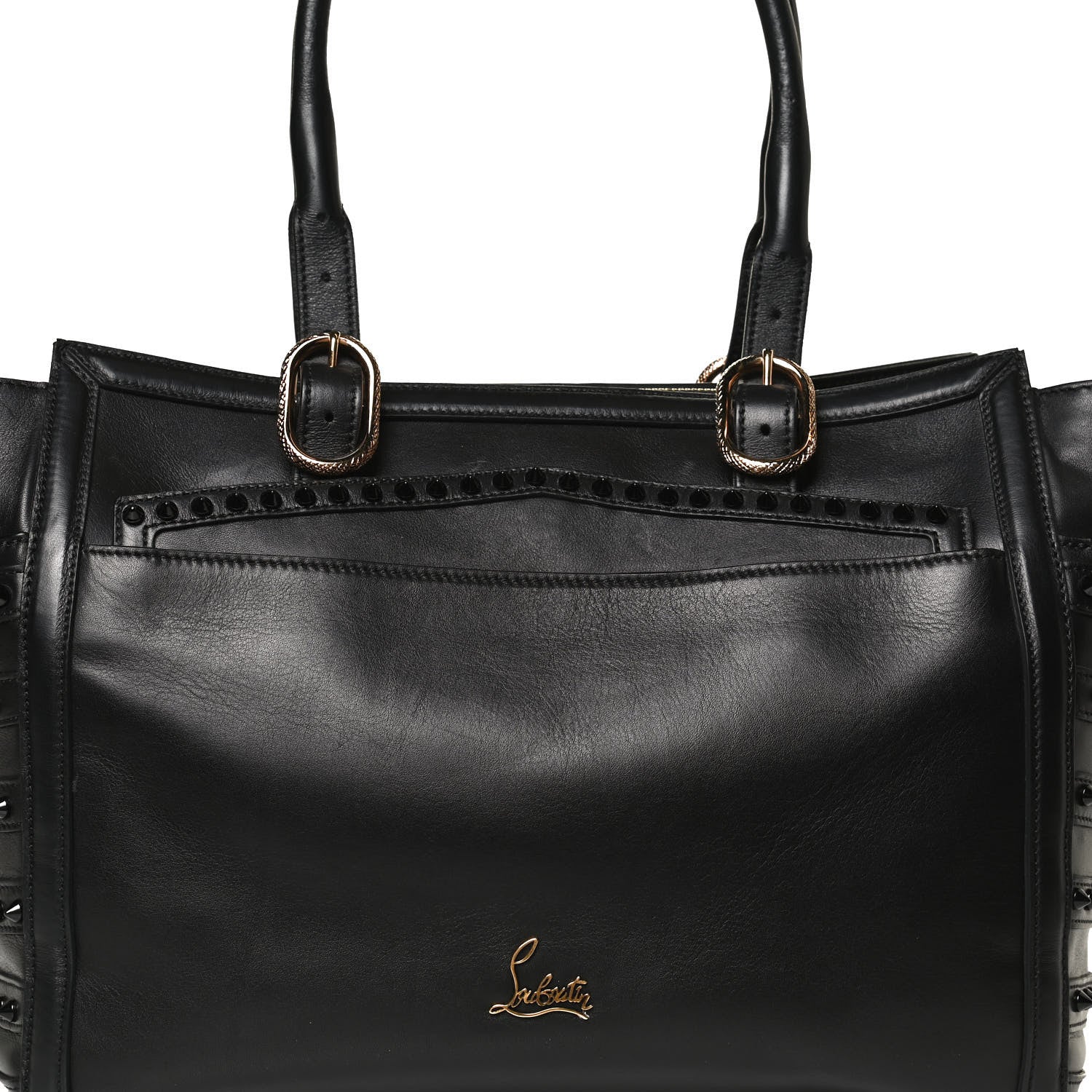Christian Louboutin Calfskin Spikes Farida Bowler Bag Black 8 of 13