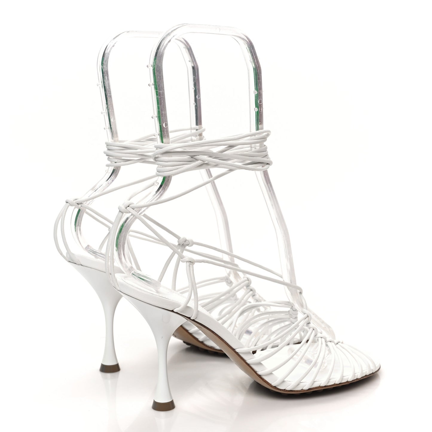 Nappa Dot Ankle Tie Sandals 37 White