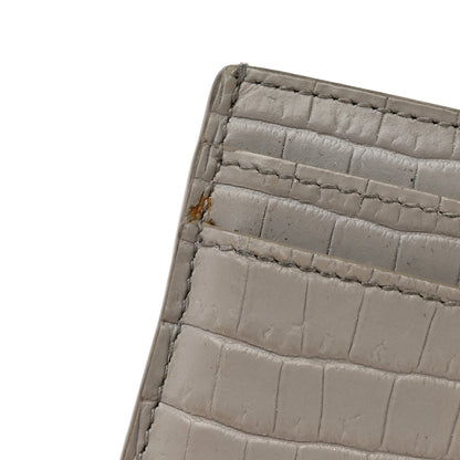 Saint Laurent Calfskin Crocodile Embossed Monogram Card Case Grey 8 of 8