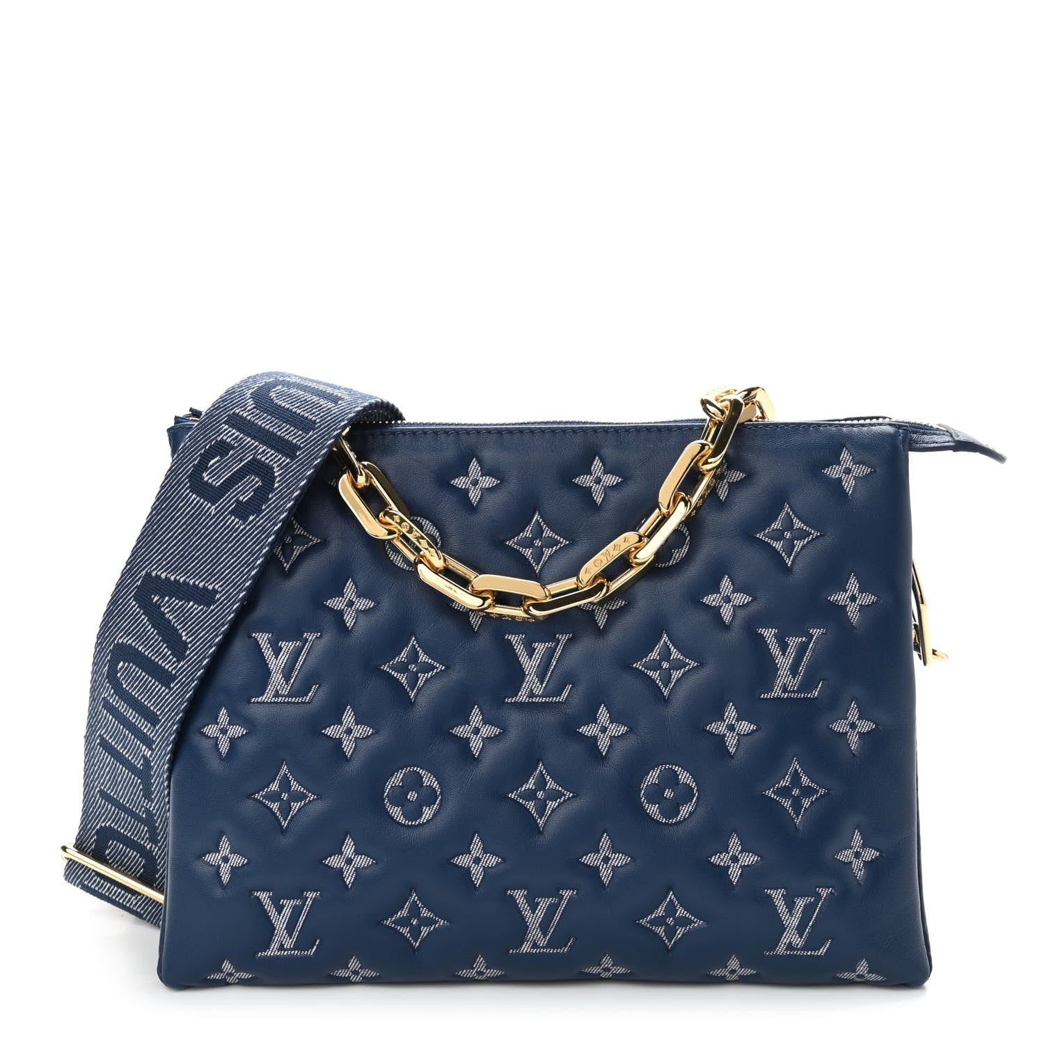 Louis Vuitton Lambskin Embossed Monogram Coussin PM Denim Blue 1 of 9