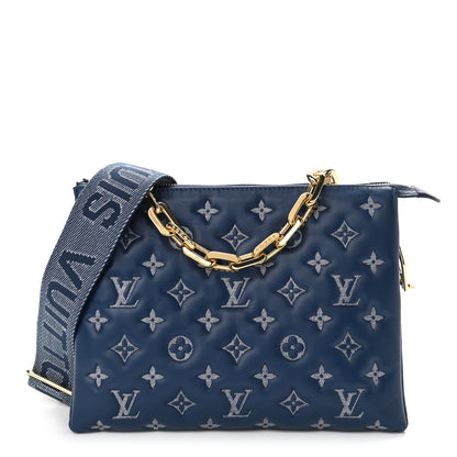 Louis Vuitton Lambskin Embossed Monogram Coussin PM Denim Blue 1 of 9