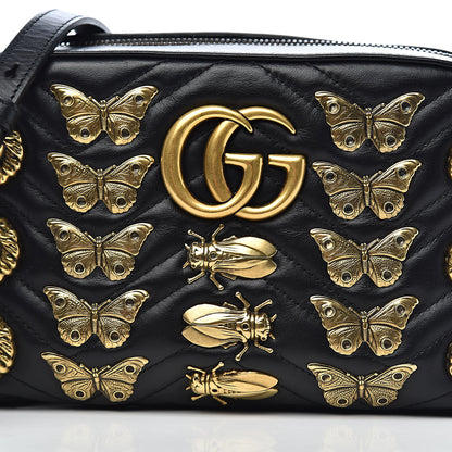 Gucci Calfskin Matelasse Animal Studs Small GG Marmont Chain Shoulder Bag Black 10 of 10
