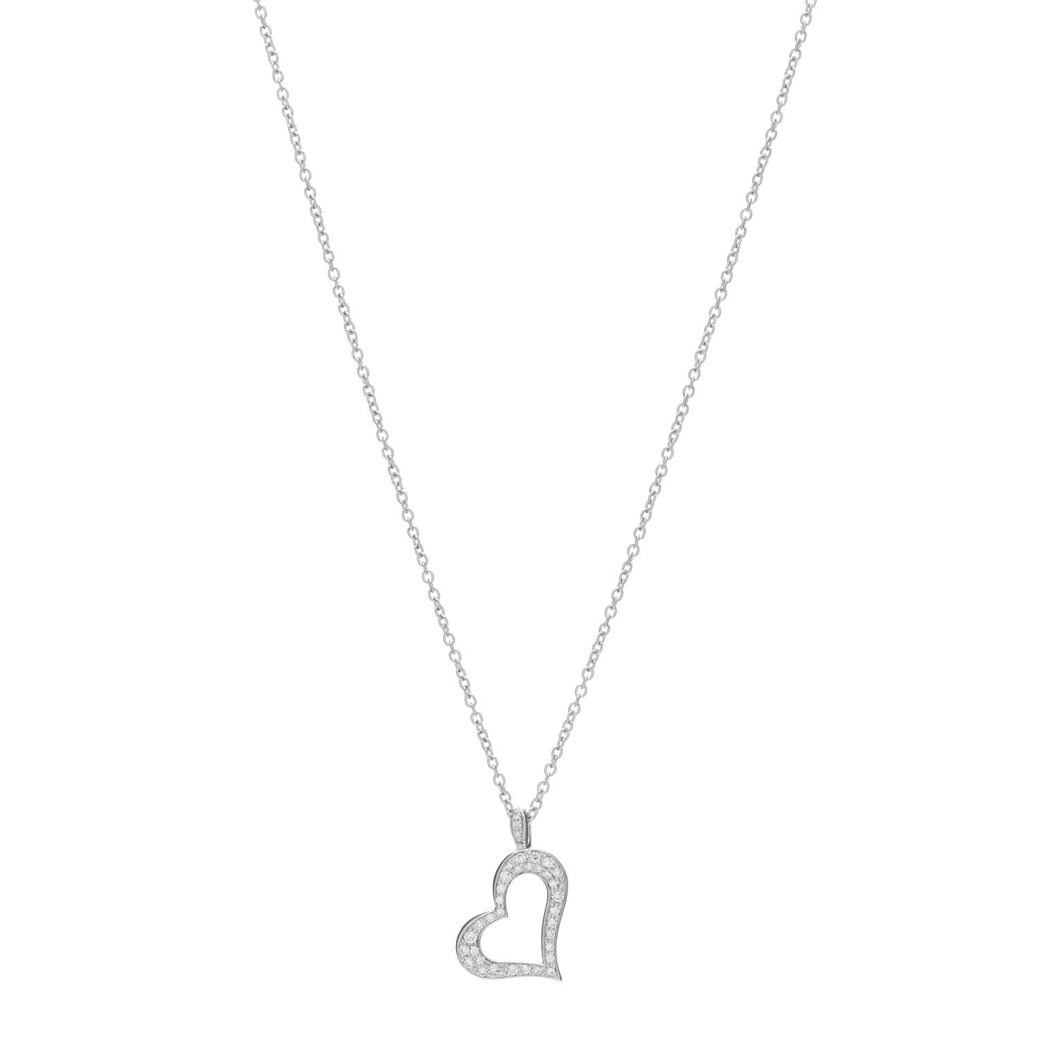 Piaget 18K White Gold Diamond Heart Pendant Necklace 1 of 6