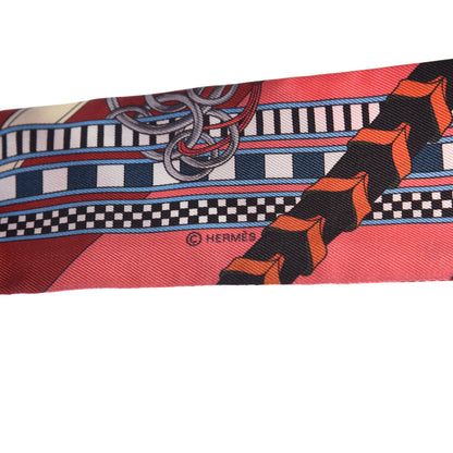 Hermes Silk Brides et Gris Twilly Gris Ardoise Rouge Beige 4 of 5
