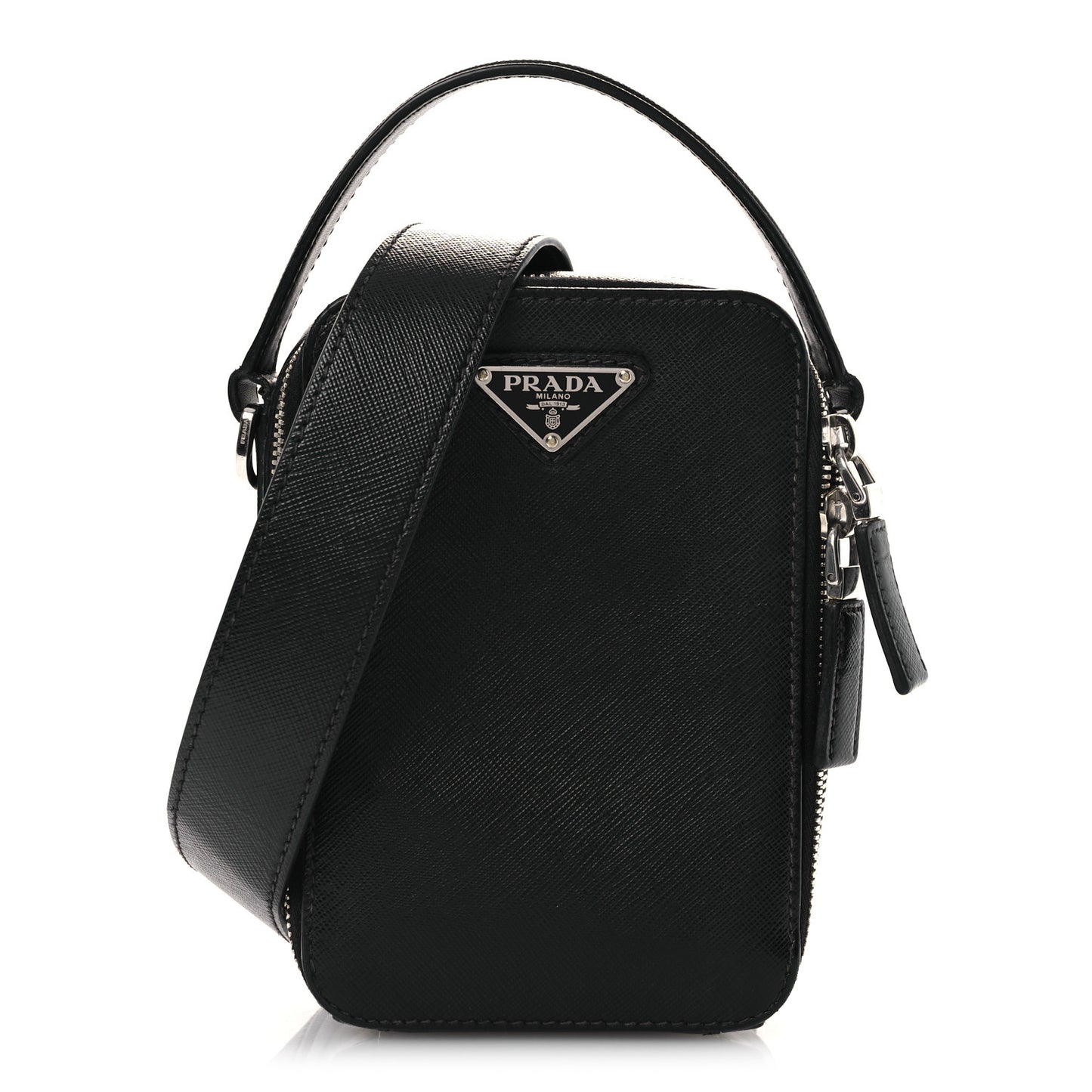 Saffiano Travel Brique Crossbody Messenger Bag  Black