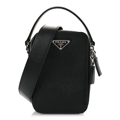 Prada Saffiano Travel Brique Crossbody Messenger Bag  Black 1 of 14
