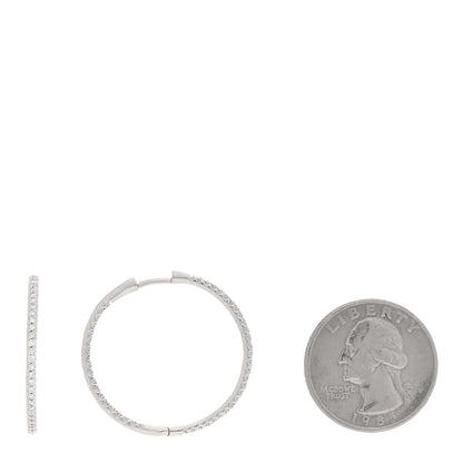 Roberto Coin 18K White Gold Diamond Large Inside Outside Hoop Earrings 2 of 4