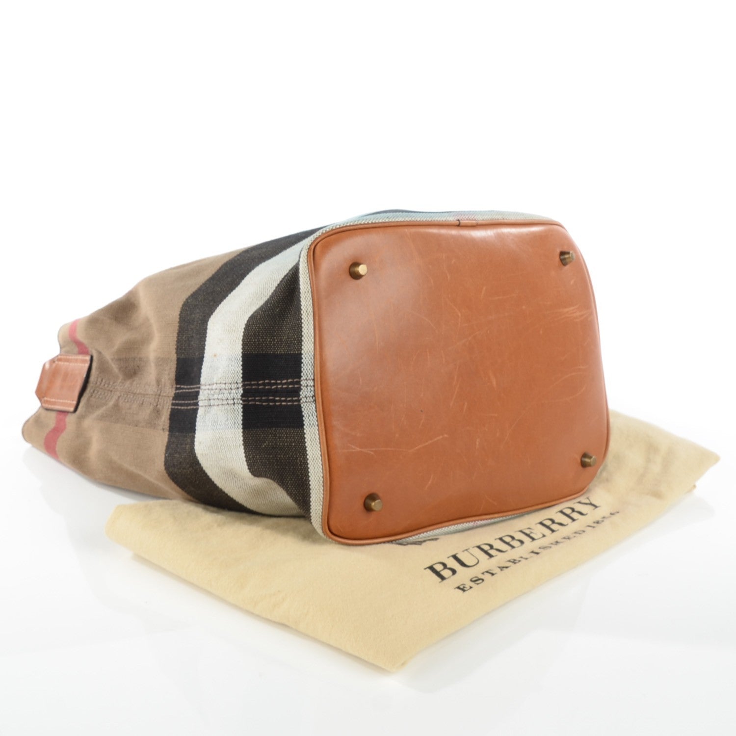 Burberry Canvas Mega Check Medium Susanna Hobo Saddle Brown 4 of 9