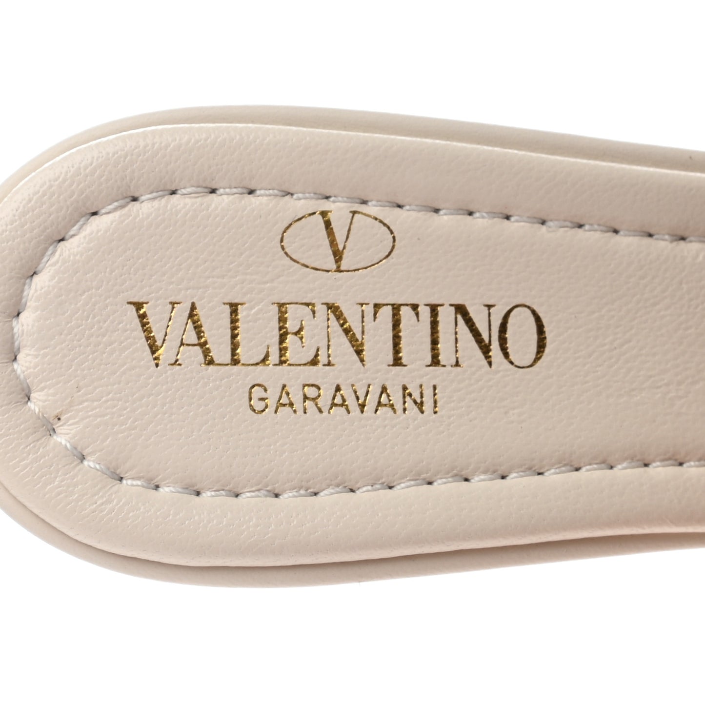 Nappa Quilted Roman Stud 65mm Slide Sandals 36 Light Ivory