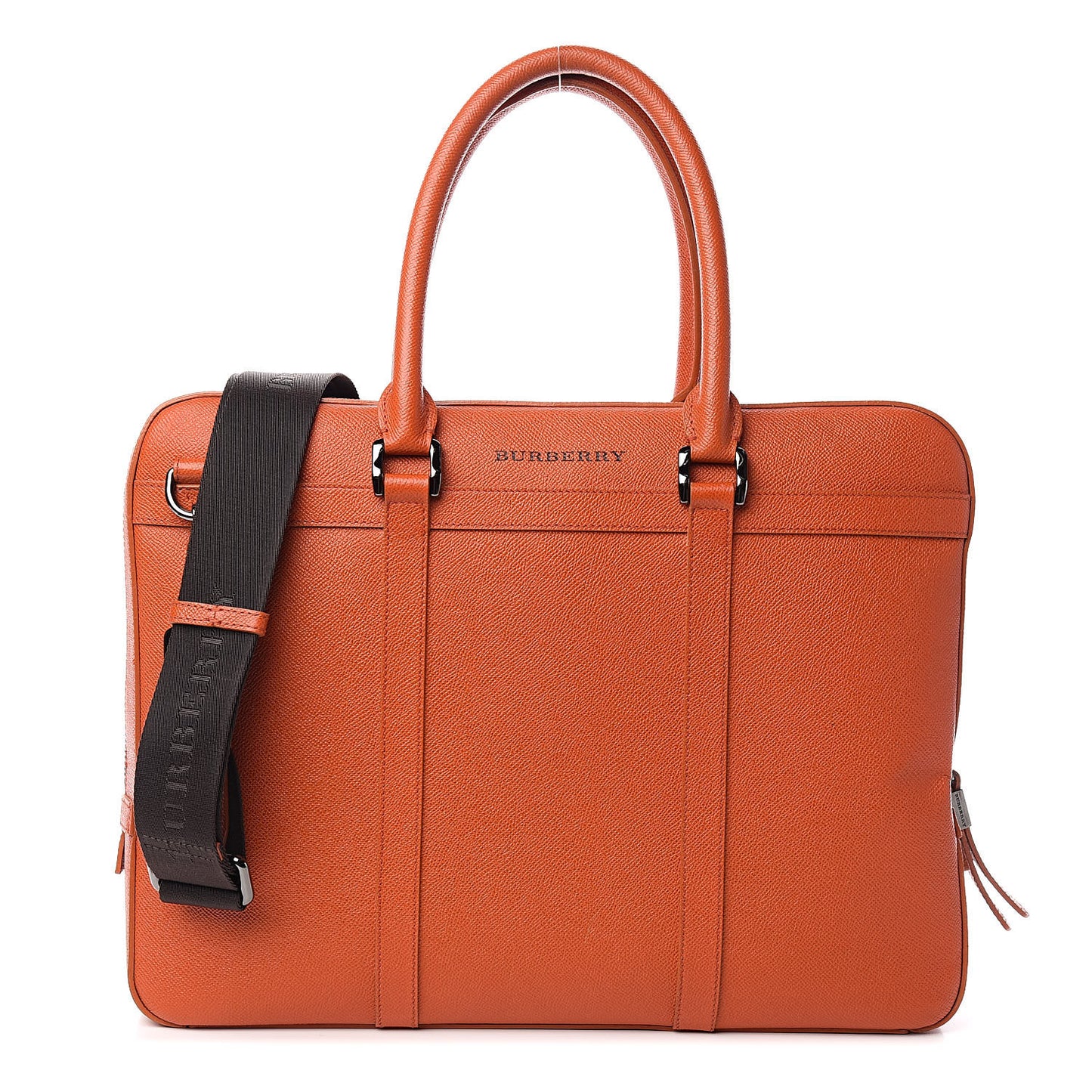 Textured Calfskin Briefcase Orange