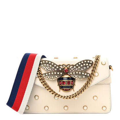 Gucci Nappa Pearl Studded Mini Queen Margaret Broadway Shoulder Bag Mystic White 1 of 9