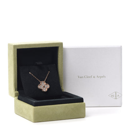 Van Cleef & Arpels 18K Rose Gold Diamond Vintage Alhambra Pendant Necklace 8 of 8