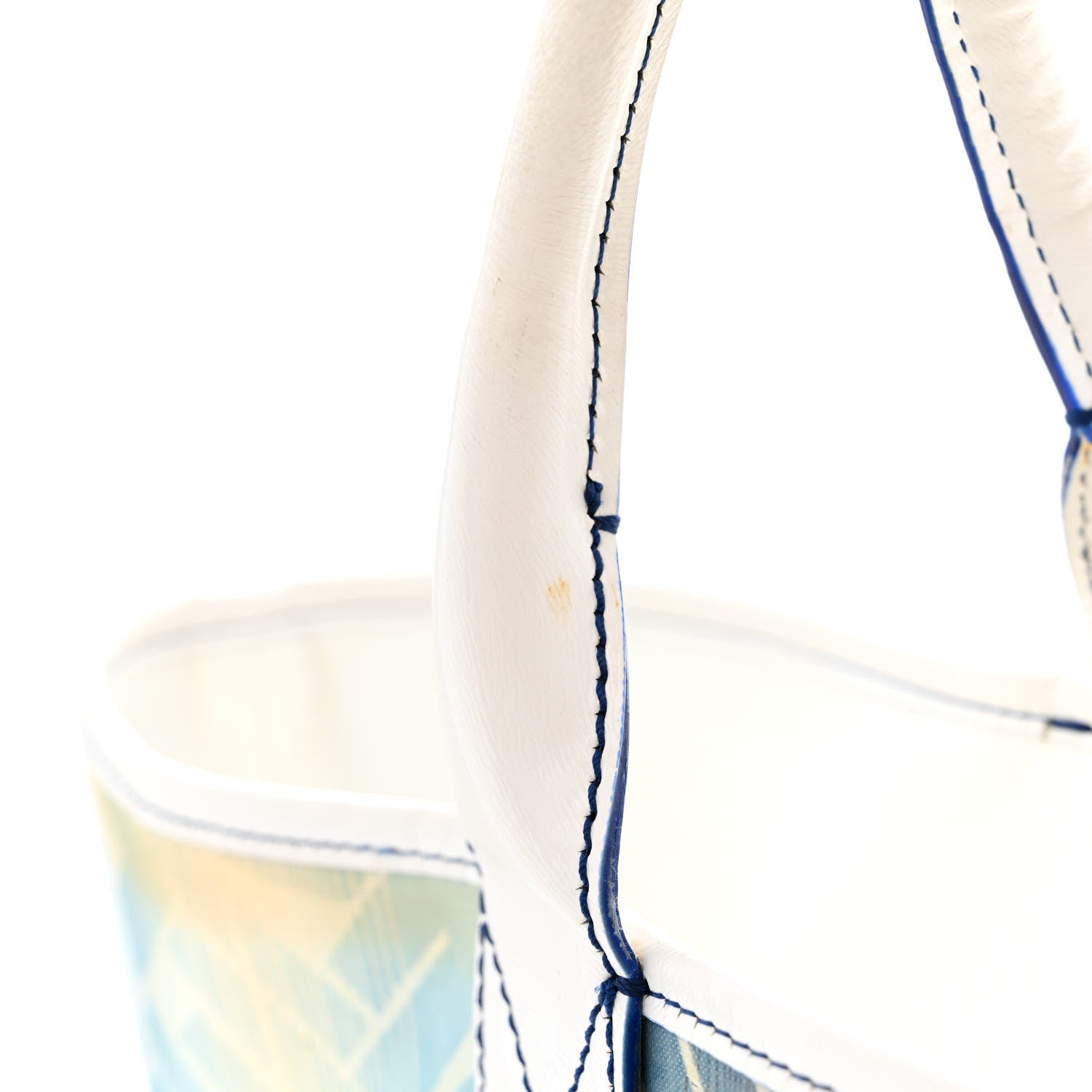 Fendi Calfskin Canvas Basket Sea Medium Tote White Blue 23 of 26
