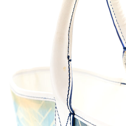 Fendi Calfskin Canvas Basket Sea Medium Tote White Blue 23 of 26