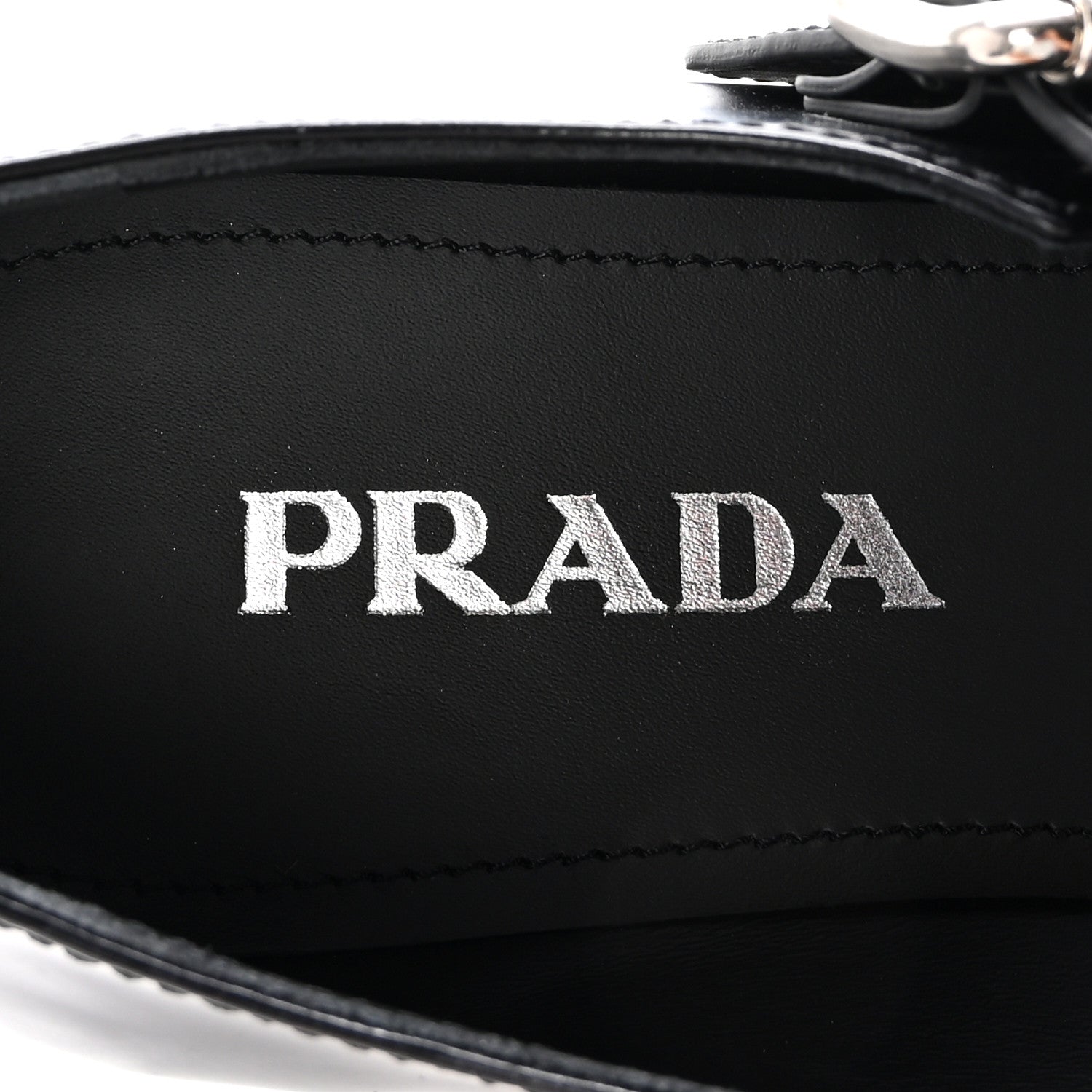 Prada Spazzolato Mary Jane T Strap 40mm Loafers 38 Black 8 of 9