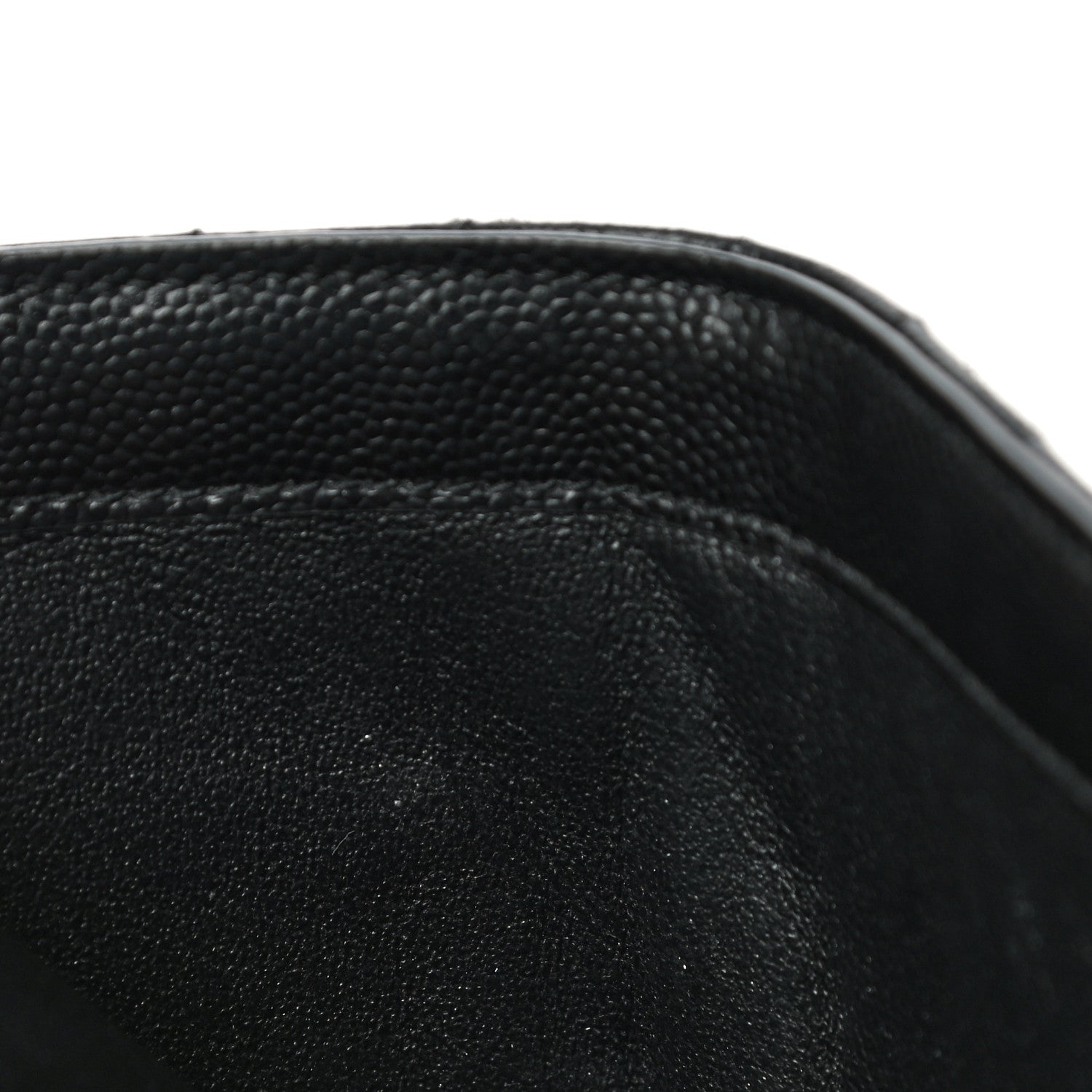 Saint Laurent Grain De Poudre Matelasse Chevron Monogram Zipped Card Case Black 13 of 22
