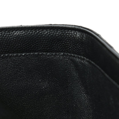 Saint Laurent Grain De Poudre Matelasse Chevron Monogram Zipped Card Case Black 13 of 22