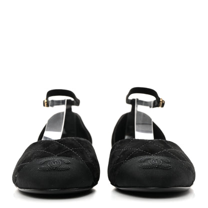 Chanel Suede Grosgrain Cap Toe CC Mary Jane Flats 37 Black 2 of 9