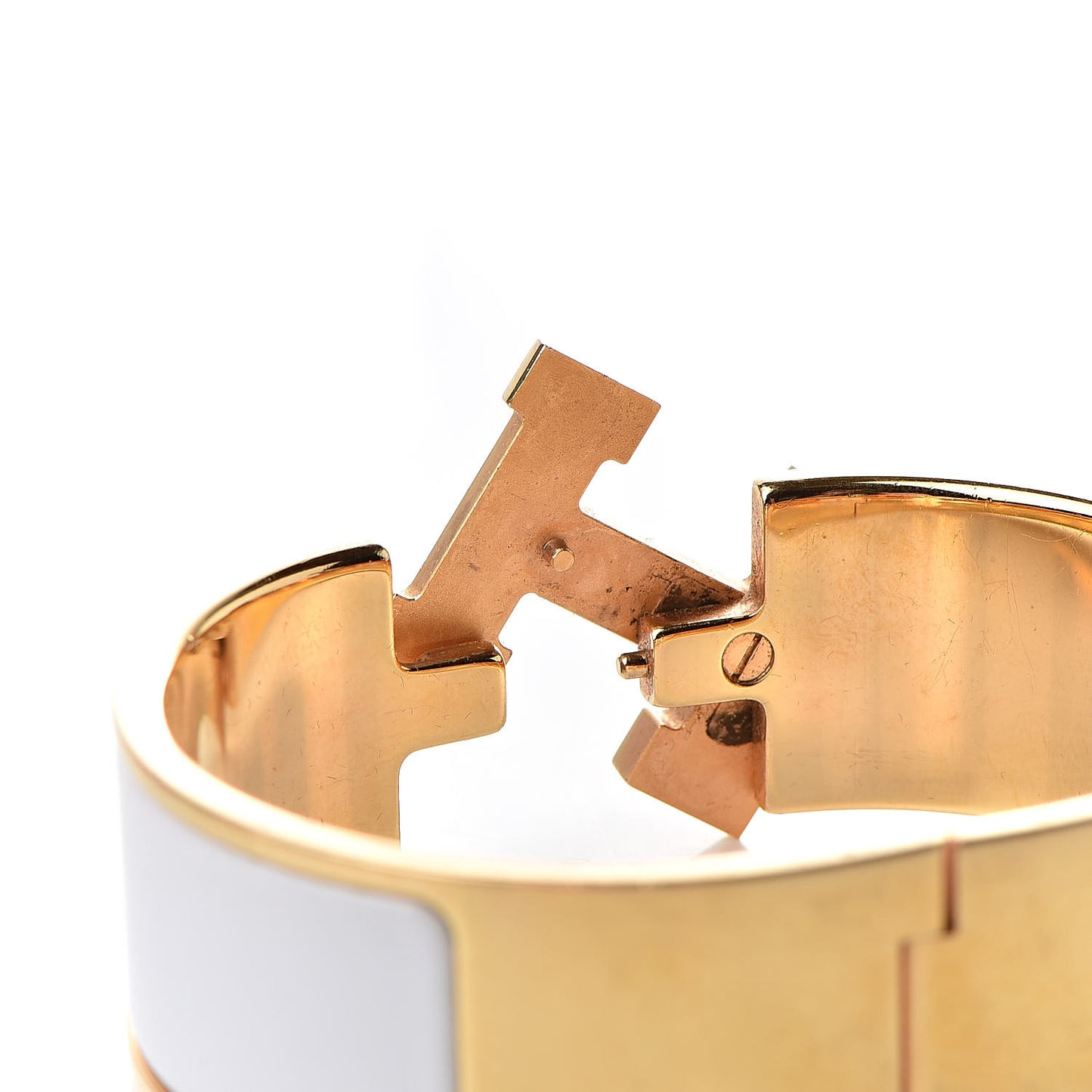 Enamel Wide Clic Clac H Bracelet PM White