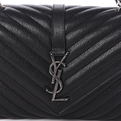 Saint Laurent Sheepskin Matelasse Chevron Monogram Medium College Bag Black 9 of 9