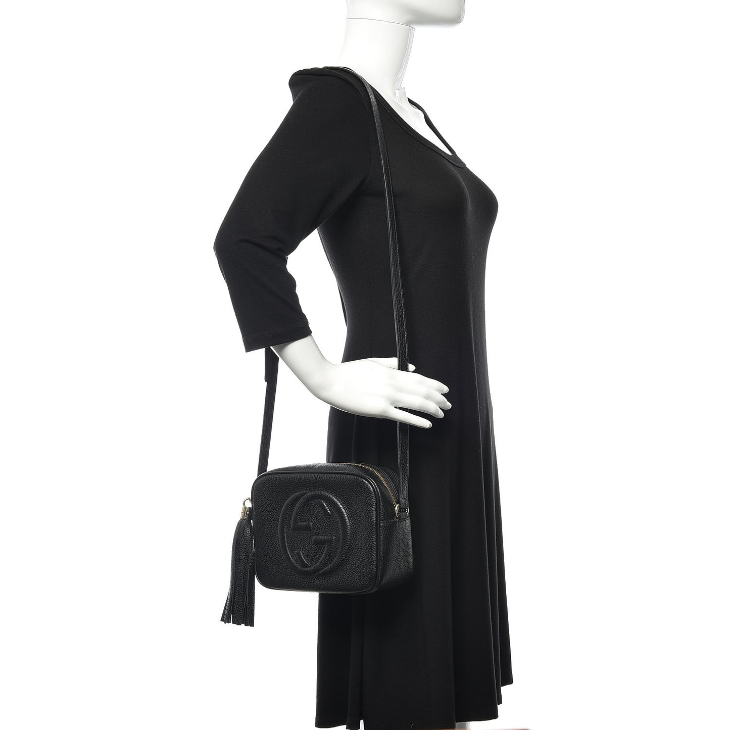 Pebbled Calfskin Small Soho Disco Bag Black