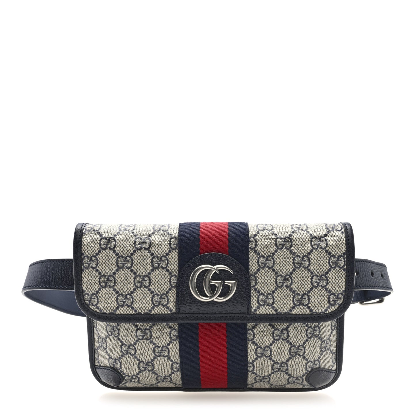 GG Supreme Monogram Web Small Ophidia Belt Bag 90 36 Beige Navy