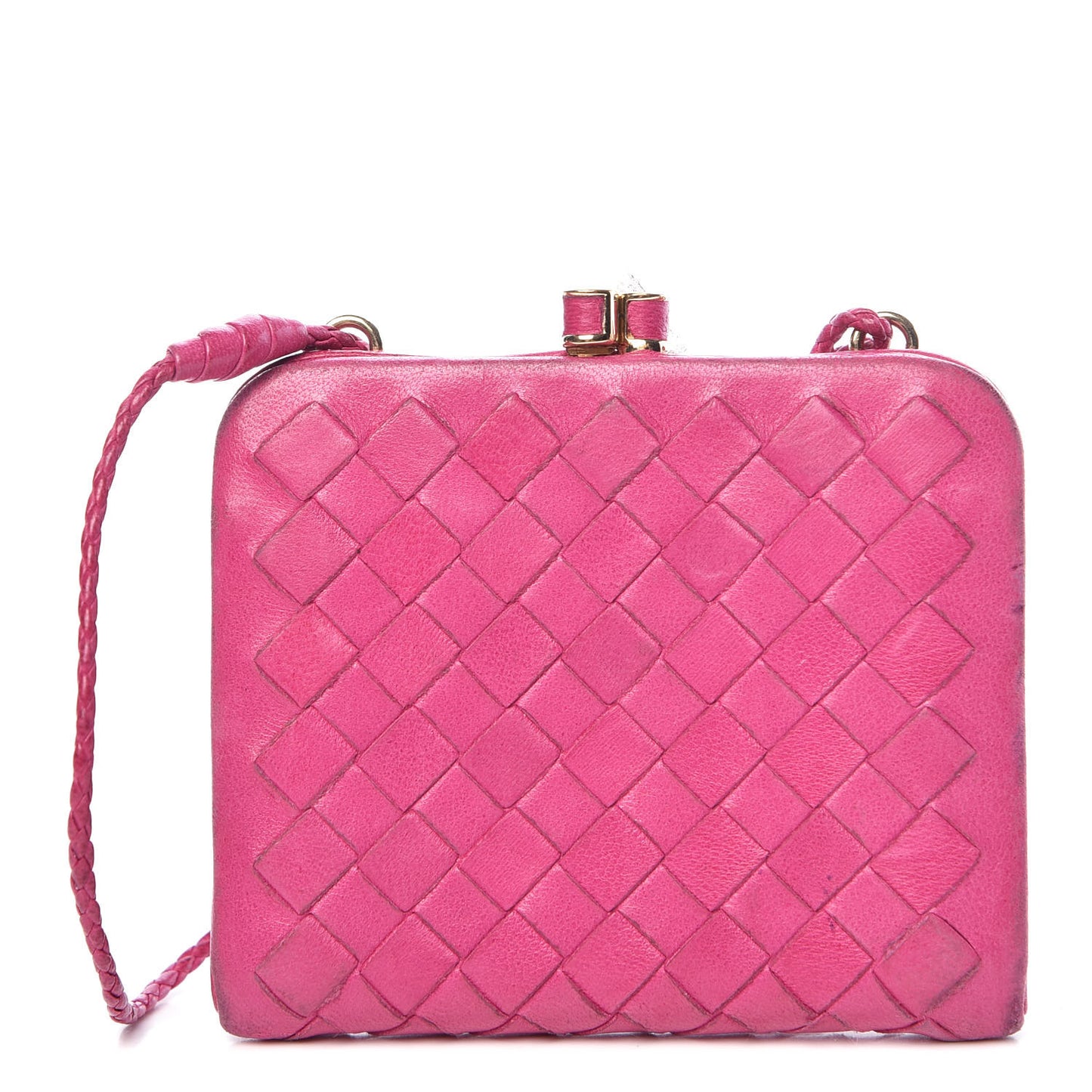 Nappa Intrecciato Kisslock Clutch Pink