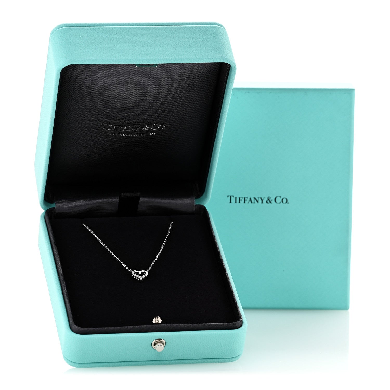 Tiffany Platinum Diamond Extra Mini Heart Pendant Necklace 7 of 7