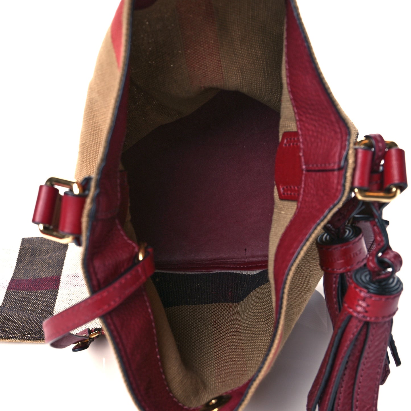 Canvas Mega Check Medium Ashby Hobo Burgundy Red