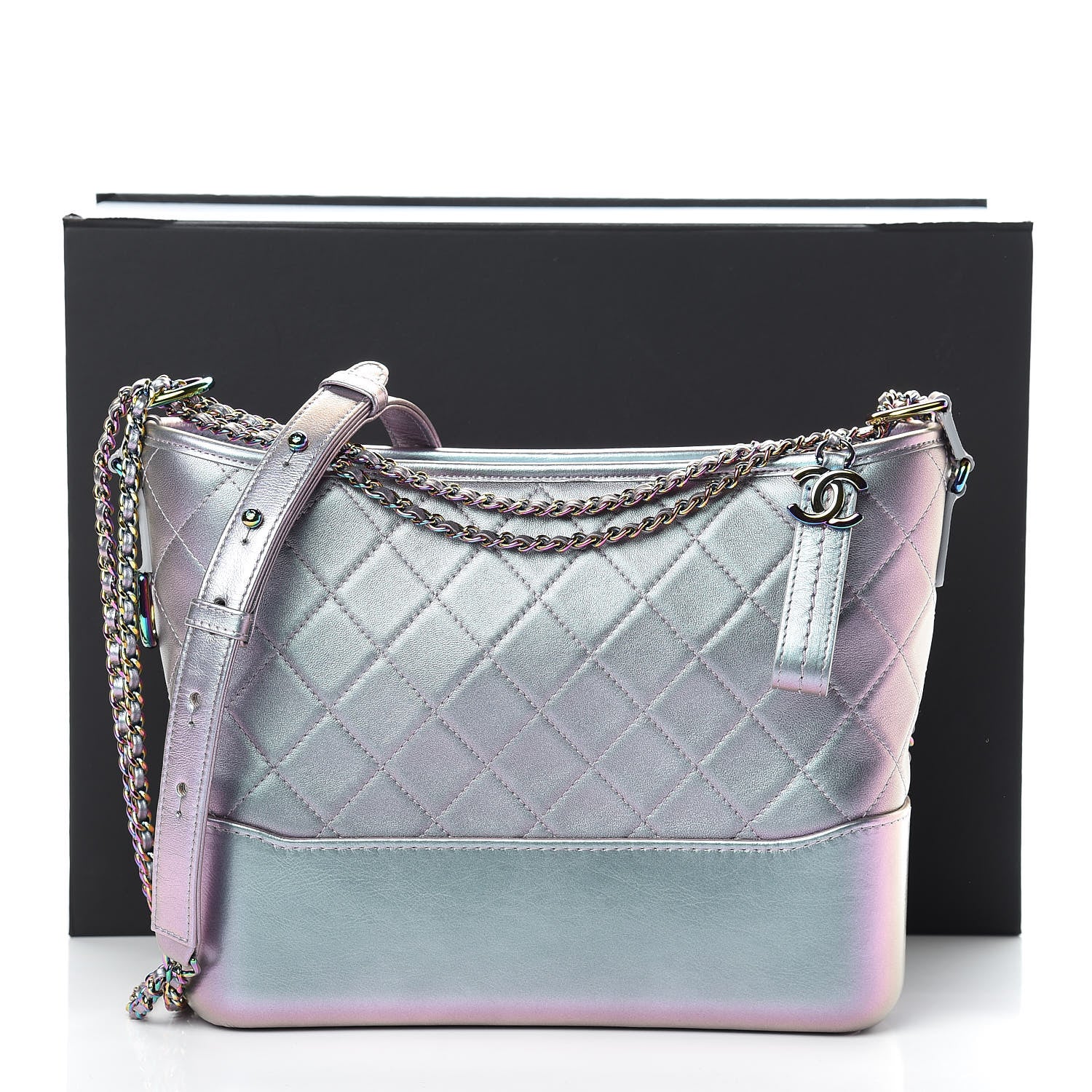 Chanel Iridescent Lambskin Calfskin Quilted Medium Gabrielle Hobo Light Purple 11 of 11