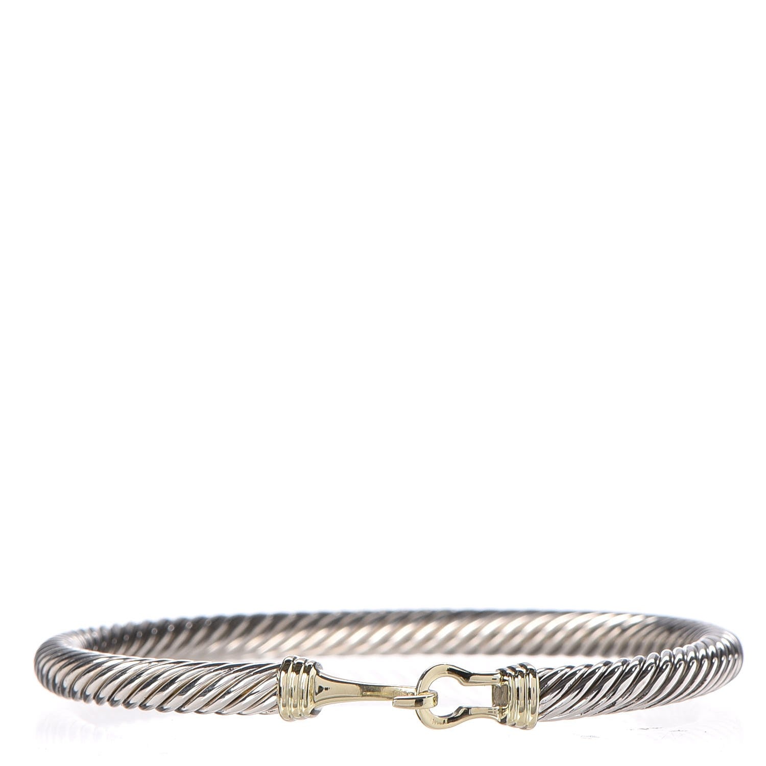 David Yurman Sterling Silver 14K Yellow Gold 5mm Cable Classic Buckle Bracelet 1 of 5