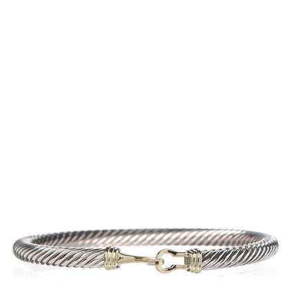 David Yurman Sterling Silver 14K Yellow Gold 5mm Cable Classic Buckle Bracelet 1 of 5