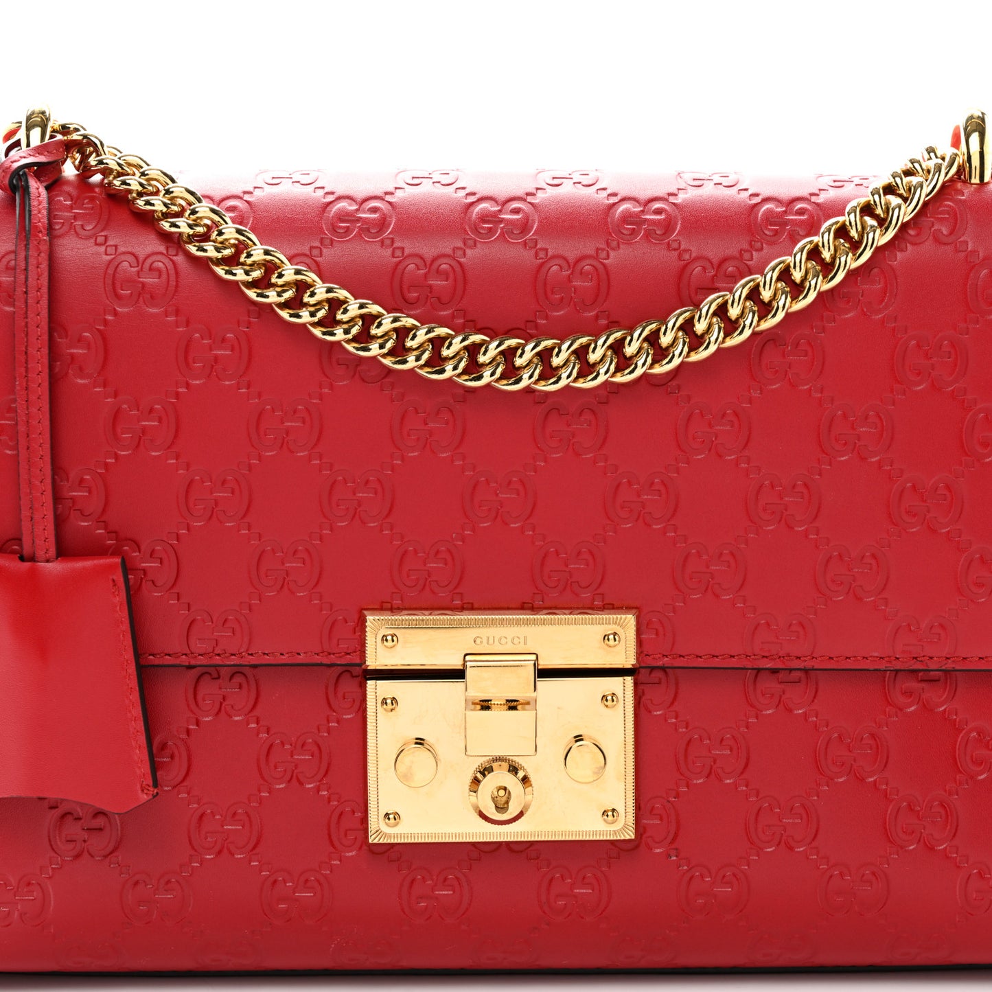 Guccissima Medium Padlock Shoulder Bag Hibiscus Red