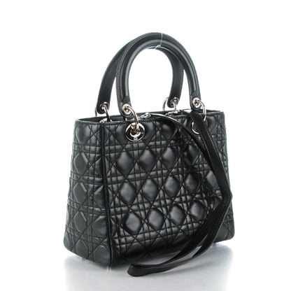 Christian Dior Lambskin Cannage Medium Lady Dior Black 3 of 7