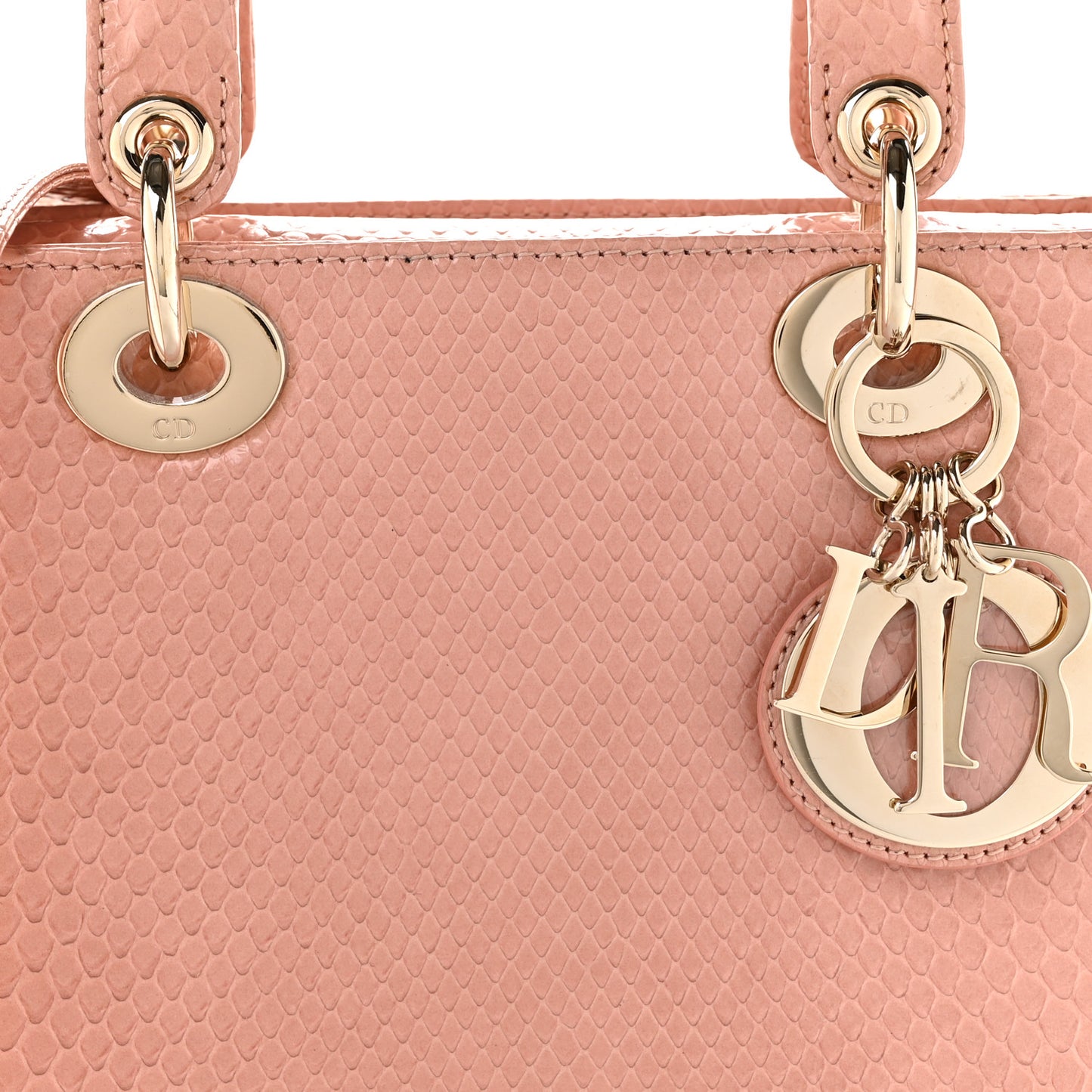 Snakeskin Small Lady Dior Pink
