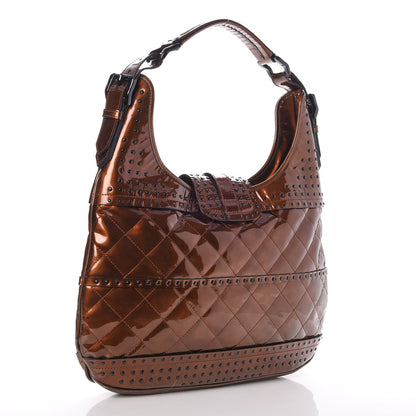 Burberry Patent Quilted Studded Brooke Hobo Bronze 3 of 10