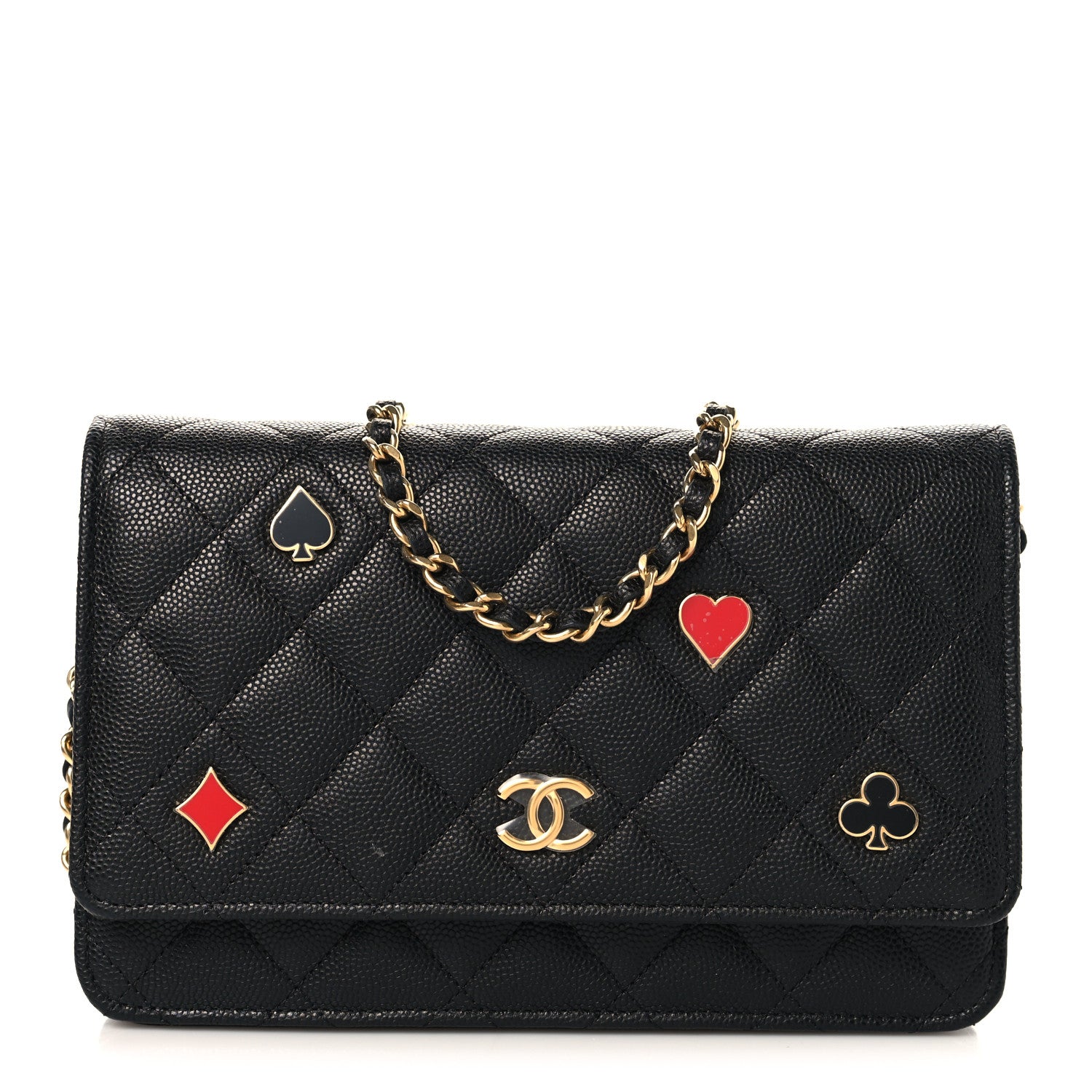 Chanel Caviar Quilted Enamel Coco Casino Wallet On Chain WOC Black 1 of 11
