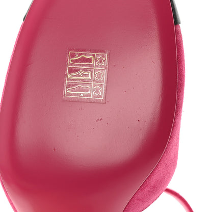 Chanel Suede Lambskin Cap Toe Crystal Slingback Pumps 40 Fuchsia Black 12 of 15