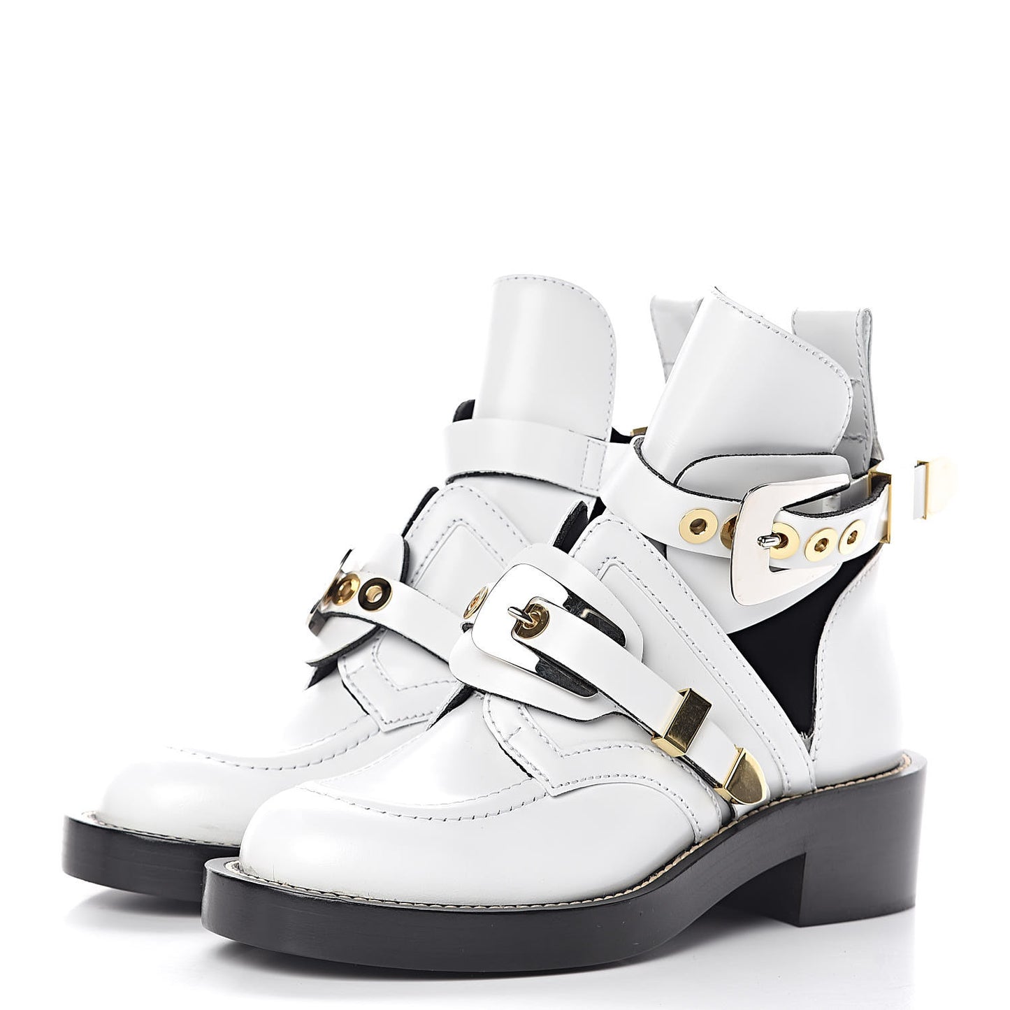 Brushed Calfskin Ceinture Ankle Boots 36.5 White