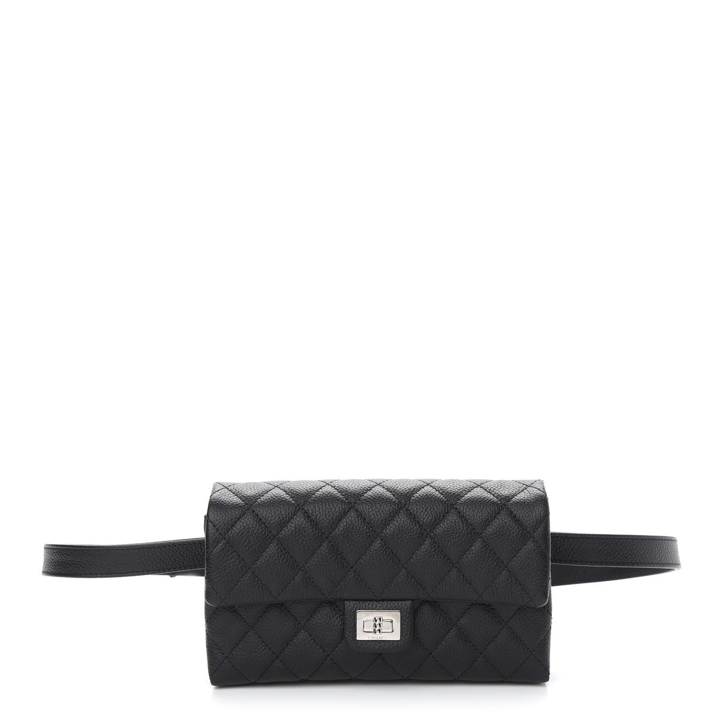 Grained Calfskin Quilted 2.55 Reissue Flap Belt Bag Clutch Black