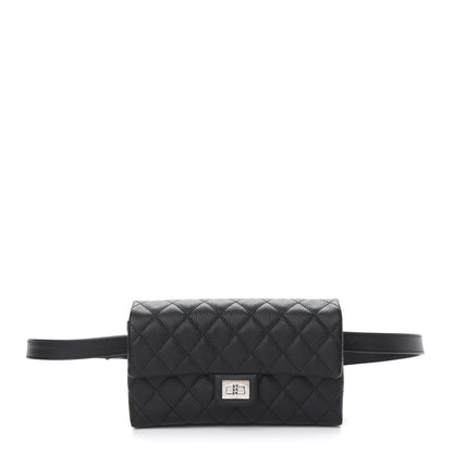 Chanel Grained Calfskin Quilted 2.55 Reissue Flap Belt Bag Clutch Black 1 of 10